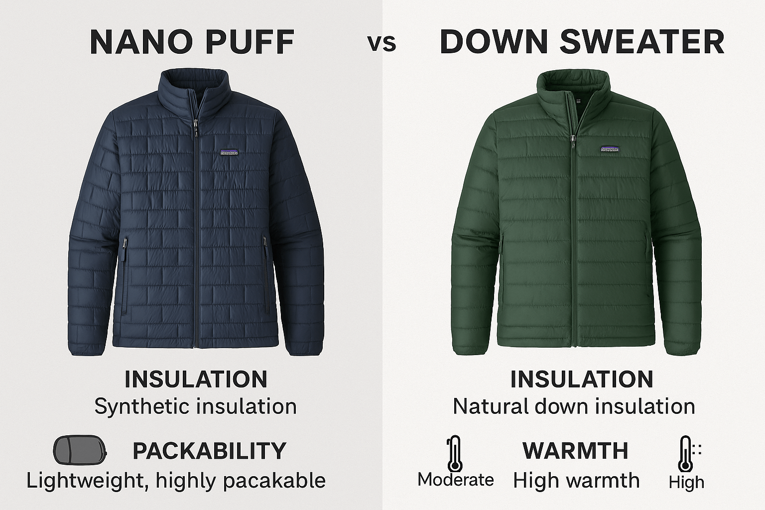 Nano Puff vs Down Sweater: Clearly Defined Differences & Recommendations