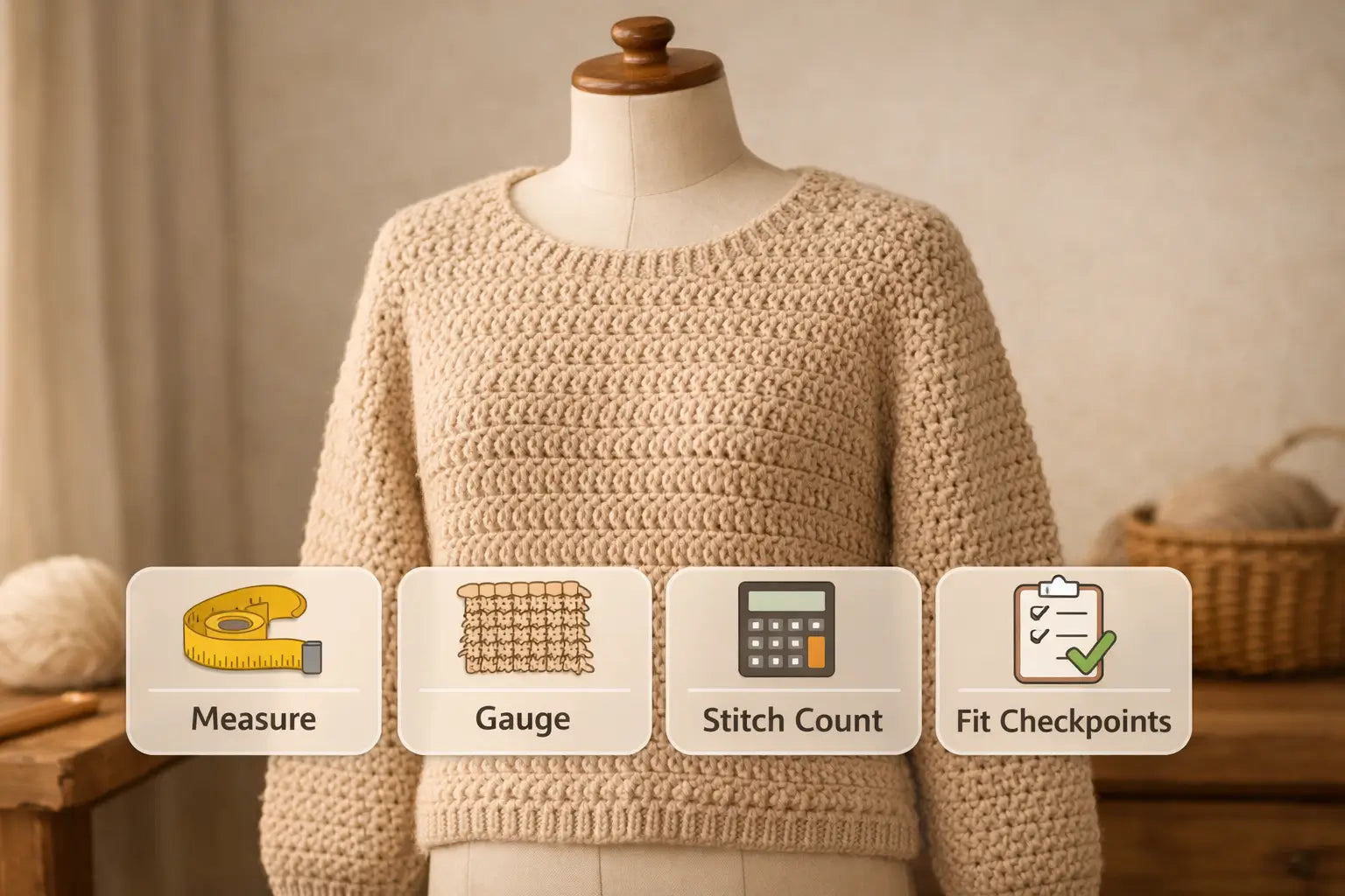 How to Crochet a Sweater Without a Pattern: The Simple “Sweater Recipe” (Measurements + Gauge + Fit)