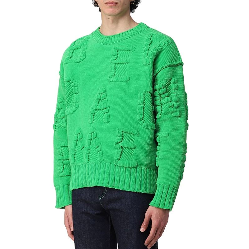 Green embossed Knit Sweater Mens Wholesale custom with Logo