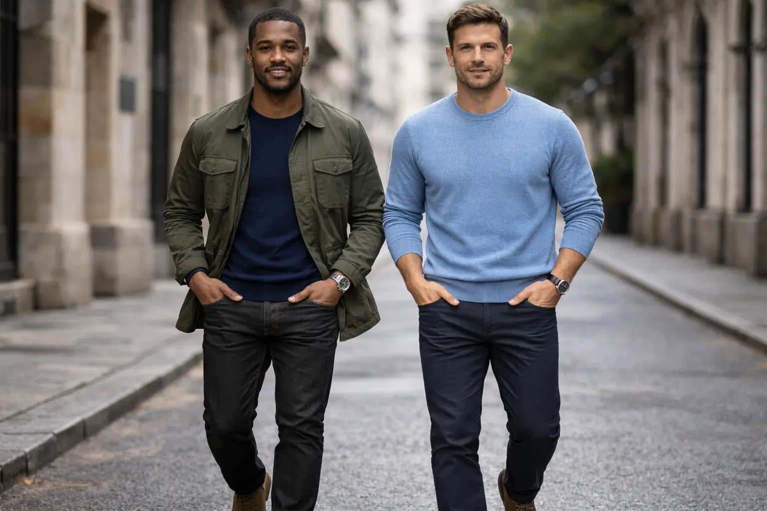 Blue Sweater Outfit Men: 12 Easy Combos (Pants + Shoes + Layers)