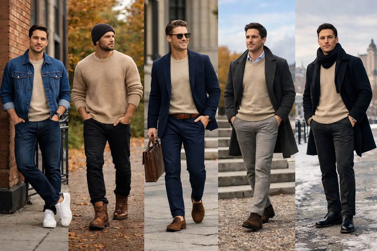Beige Sweater Outfit Men: 15 Easy Looks (Casual to Smart Casual)