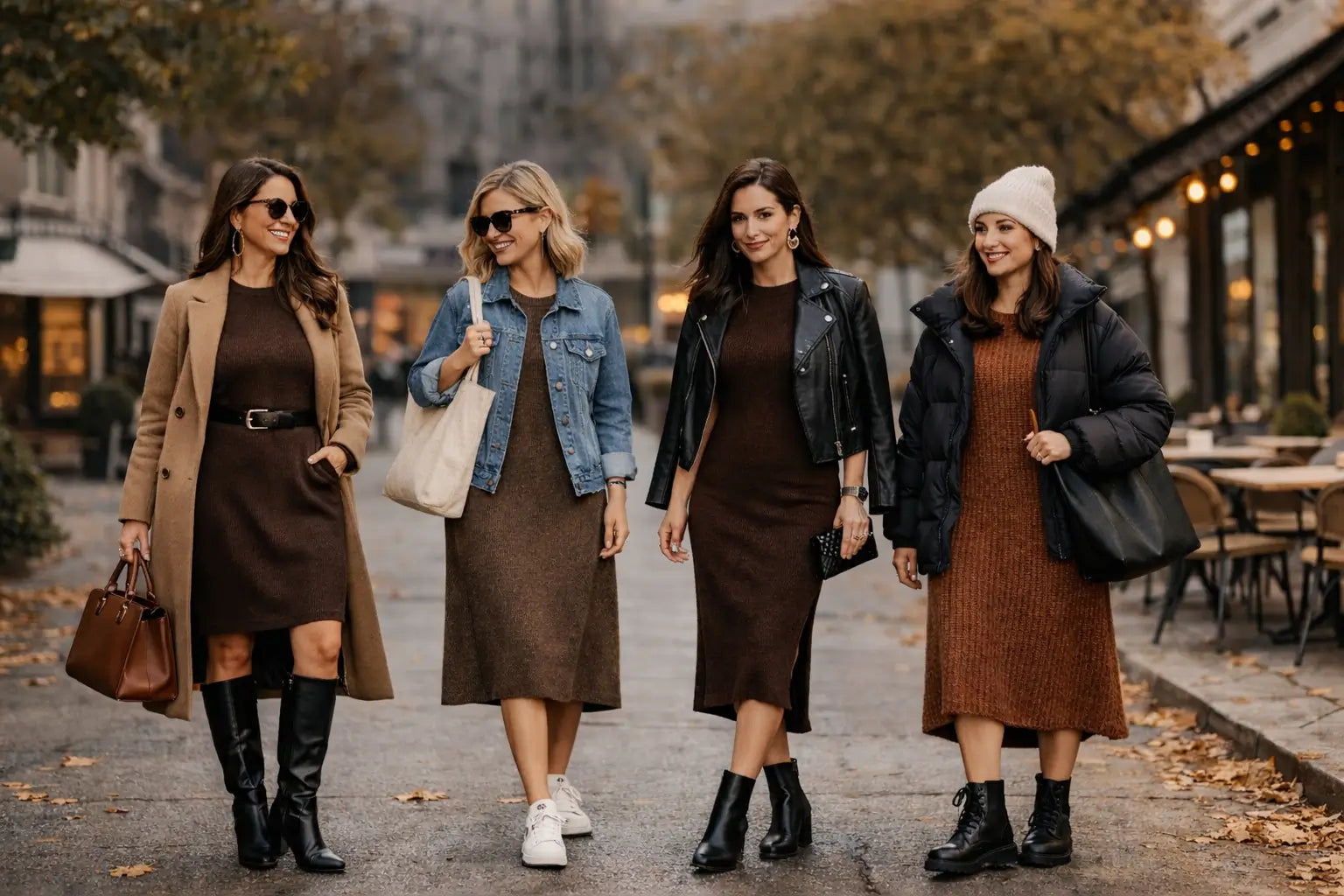 Brown Sweater Dress Outfit Ideas: 15 Easy Looks With Boots, Sneakers, and Coats