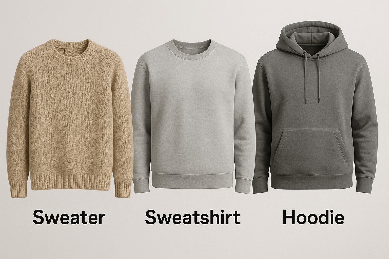 Sweater vs Sweatshirt vs Hoodie: Clearly Explained Differences & Recommendations