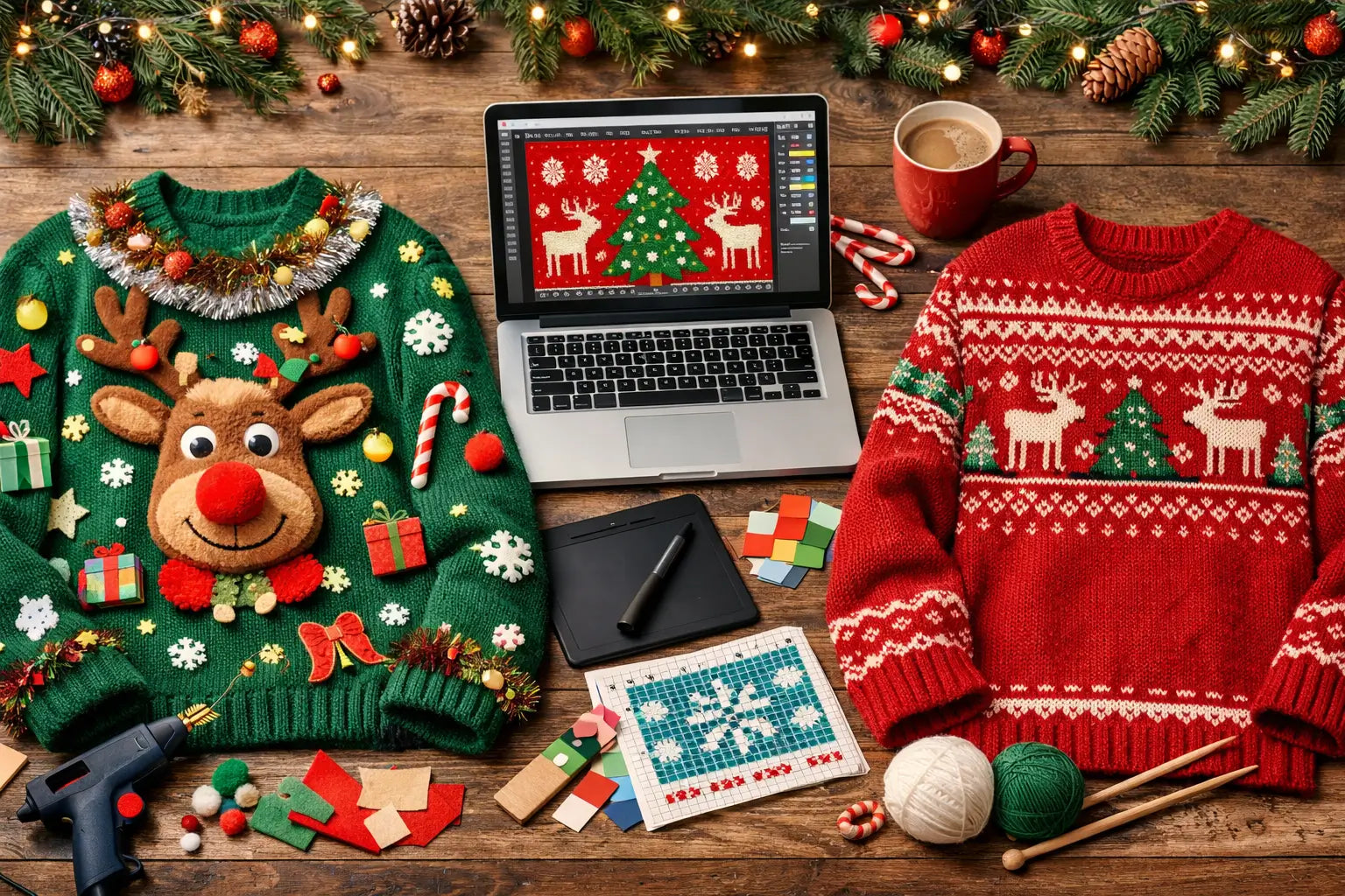 How to Make an Ugly Christmas Sweater Pattern (3 Ways): DIY, Digital, and Knit-Style Charts