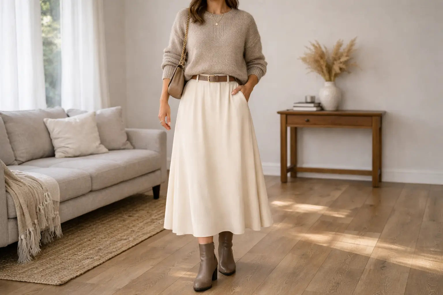 Sweater With Long Skirt Outfit: 12 Easy Looks + No-Bulk Proportion Rules