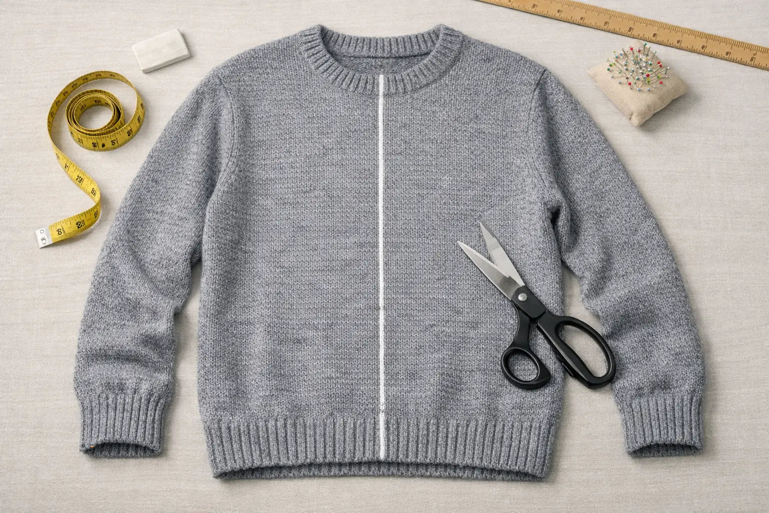 How to Turn a Pullover Sweater Into a Cardigan: Cut, Stabilize, Finish