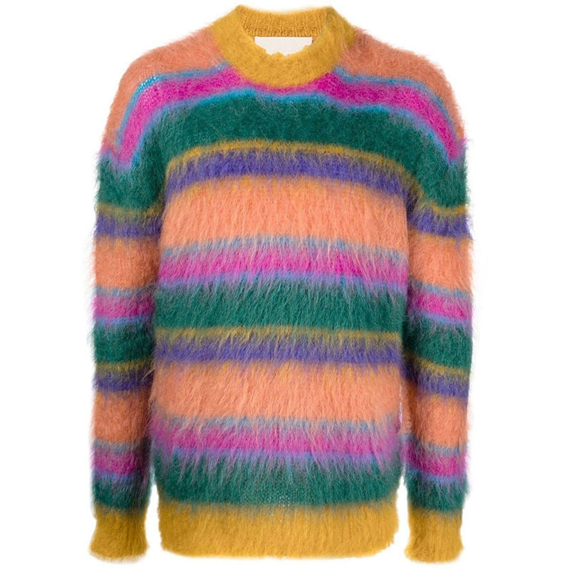 sheller mohair stripe sweater ニット Men mohair sweater hooded striped custom Sweater Wholesale